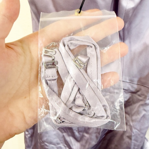 Dress The Population Verona Off the Shoulder Satin Midi Cocktail Dress Large - Picture 11 of 13